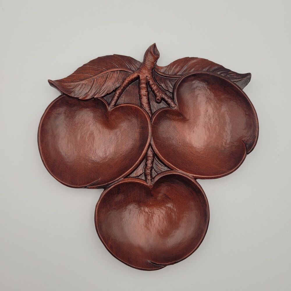 VTG Syroco Cherries ? Apples Wall Art Snack Tray Cottage Cabin Faux Wood USA 60s